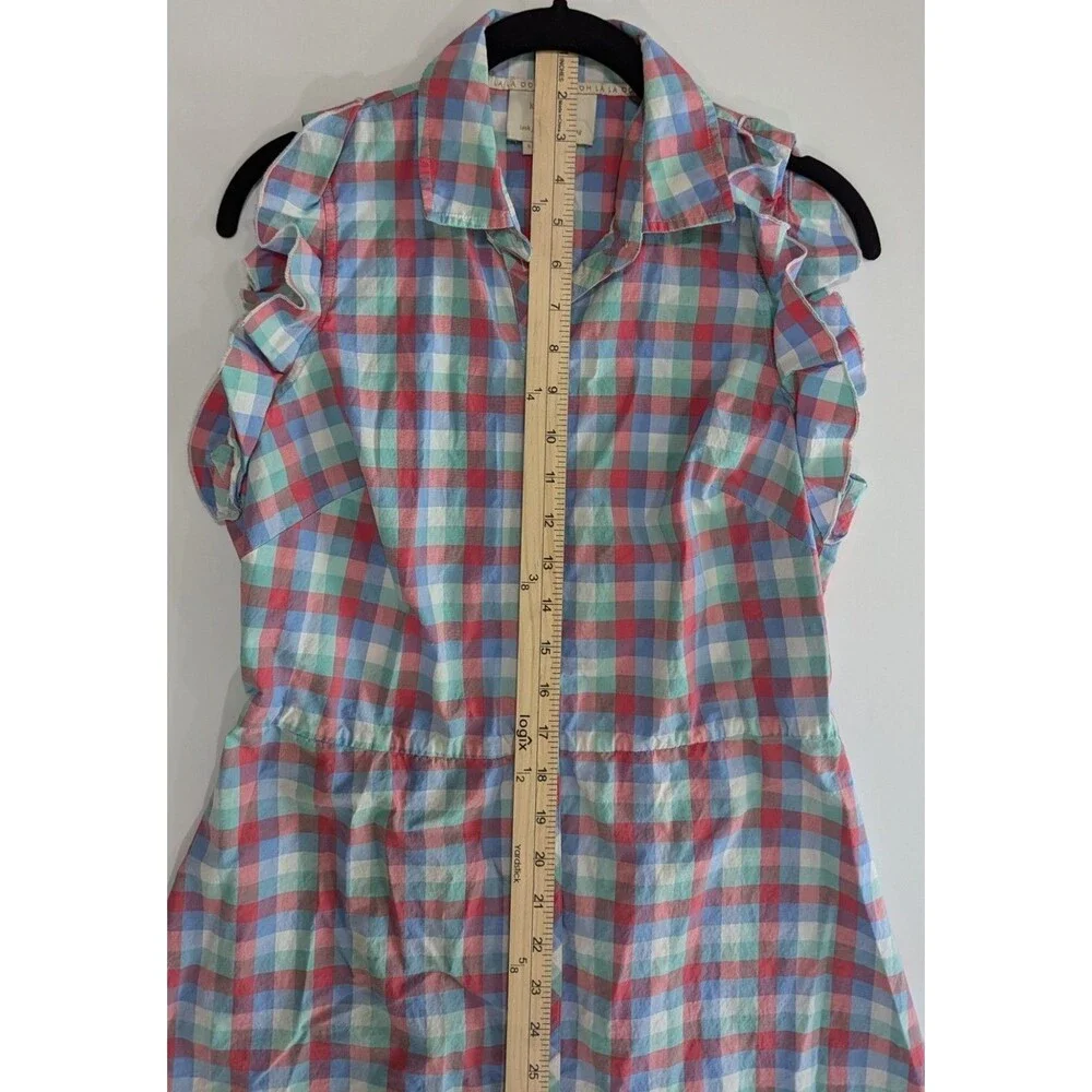 Kate Spade New York Blue & Pink Madras Poplin Shirt Dress, Size 6 100% Cotton